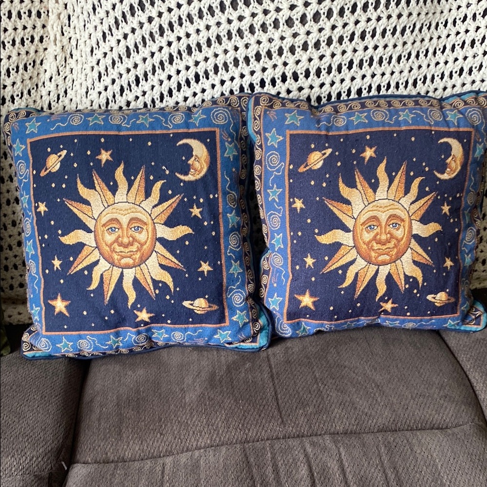Sun and Moon Tapestry Throw Pillows